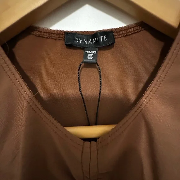 Dynamite Chocolate Ruched Tank Top - Picture 2 of 3